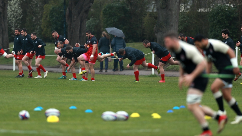 England and Georgia at training