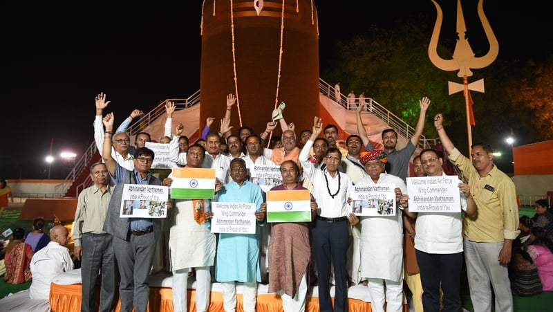 Crowds gather to welcome Indian Air Force (IAF) Wing Commander Abhinandan Varthaman