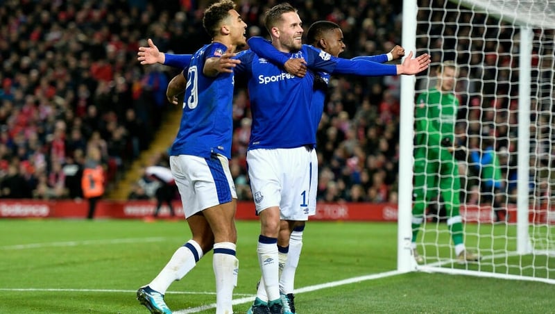 Gylfi Sigurdsson (C) and Dominic Calvert-Lewin (L) are optimistic Everton can improve