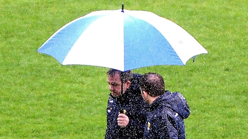Fitzgerald inspects the waterlogged pitch at Innovate Wexford Park