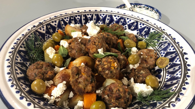 Greek Meatballs with Roast Vegetables