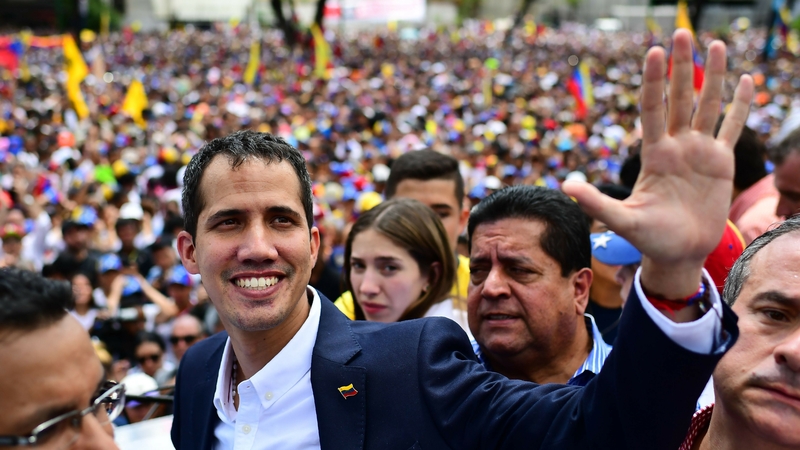 Thousands greet Juan Guaido at a rally in Caracas