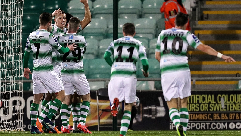 Shamrock Rovers' Roberto Lopes celebrates scoring a goal v Finn Harps