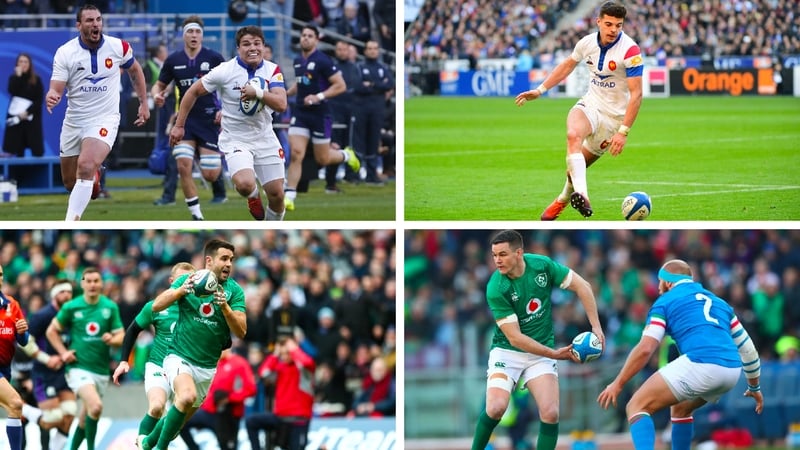 Clockwise from top left: Antoine Dupont, Romain N'Tamack, Johnny Sexton and Conor Murray