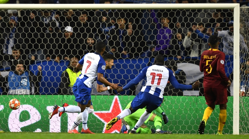 Alex Telles of Porto celebrates after scoring his side's third goal
