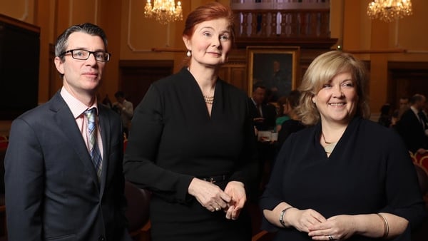 Daryl Byrne, CEO of Euronext Dublin, Central Bank's Derville Rowland and Tara O'Reilly, Partner at Arthur Cox, at today's Euronext event