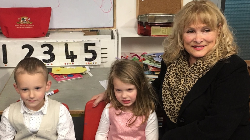 Seán and Emma with their grandmother Ruth at today's event