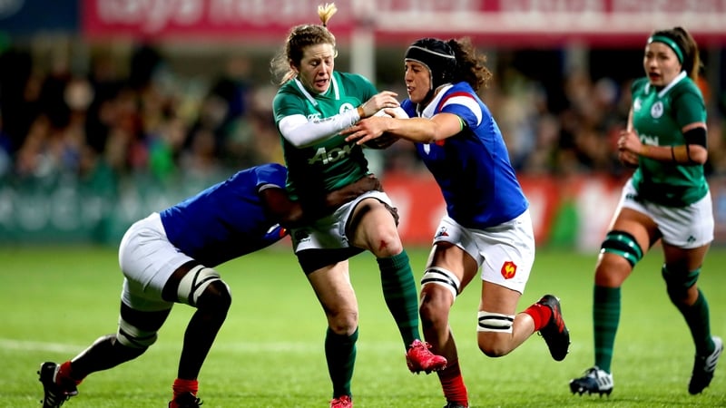 Ireland's Lauren Delany with Celine Ferer and Coumba Tombe Diallo of France