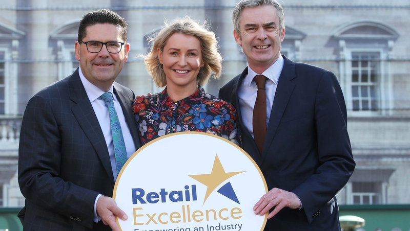 Incoming chairperson of Retail Excellence, Joe Barrett of Applegreen, incoming vice-chair Jean McCabe of Willow and David Fitzsimons, CEO of Retail Excellence