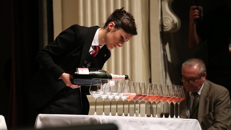 Irish sommelier Julie Dupouy in action at the Best Sommelier of the World contest. Photo: Pachy Reynoso/AFP/Getty Images