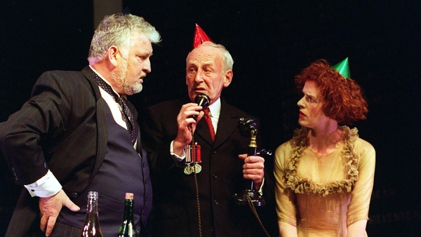 Pat Laffan, James Greene and Julia Dearden - In a scene from the play The Silver Tassie, at the Almeida Theatre, London