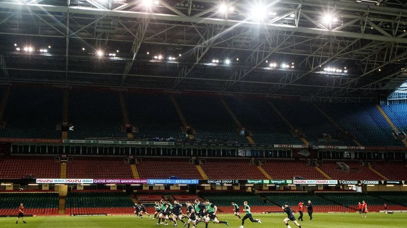 Wales go through their Captain's Run at the Principality Stadium