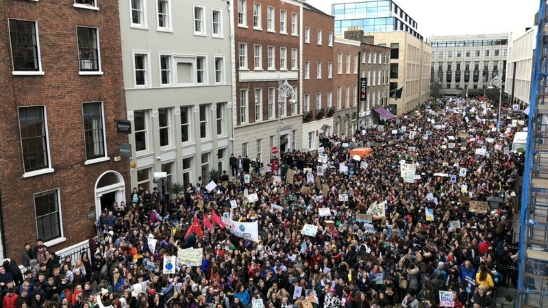 School children marched in Dublin in March over climate change