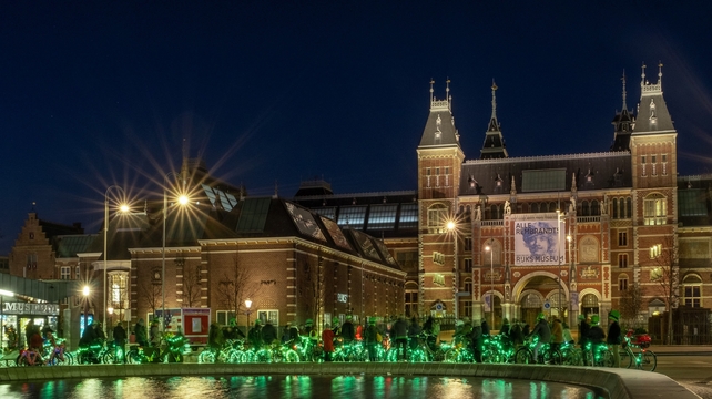 The St Patrick's Bike Parade at the Rijksmuseum in Amsterdam (Photo courtesy of Tourism Ireland)