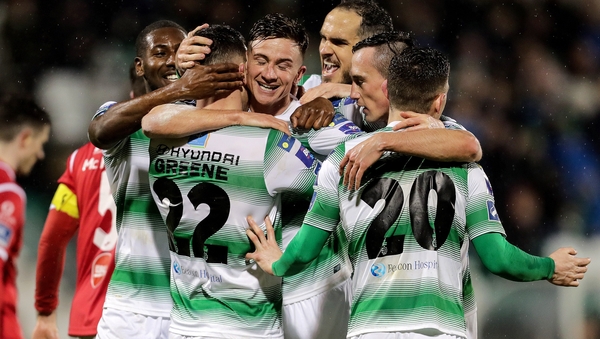Shamrock Rovers' celebrate Ronan Finn's goal