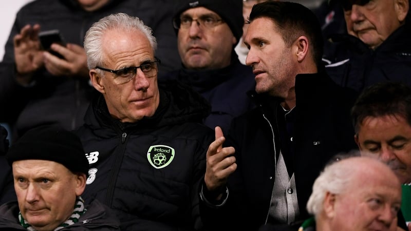 Mick McCarthy and Robbie Keane at Tallaght Stadium on Friday night watching Shamrock Rovers take on Sligo Rovers