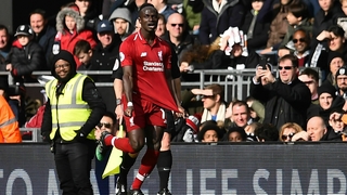 Mane celebrates the opening goal at Craven Cottage