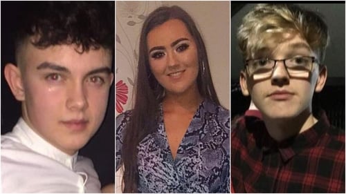 (L-R) Connor Currie, Lauren Bullock and Morgan Barnard died following an apparent crush at the Greenvale Hotel in Co Tyrone