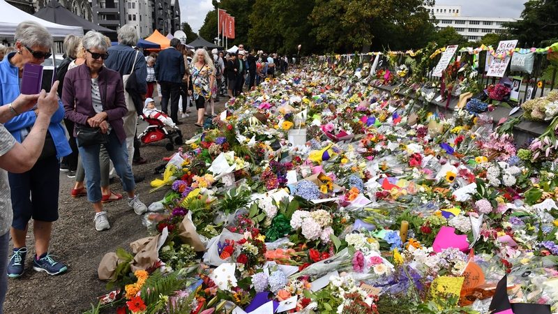 A makeshift memorial in Christchurch in the aftermath of the attacks that left 50 dead