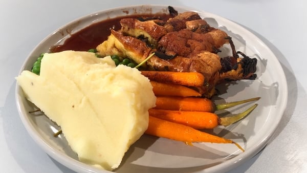 Richy Virahsawmy's Toad in the Hole with roast carrots, peas & gravy