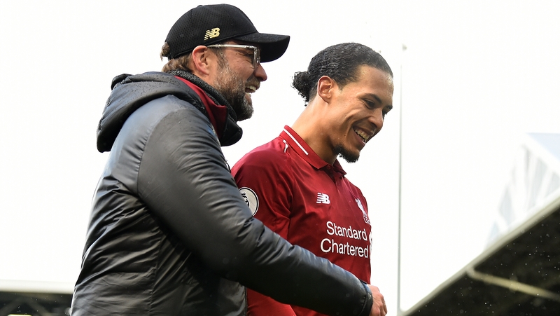 Virgil van Dijk with boss Jurgen Klopp