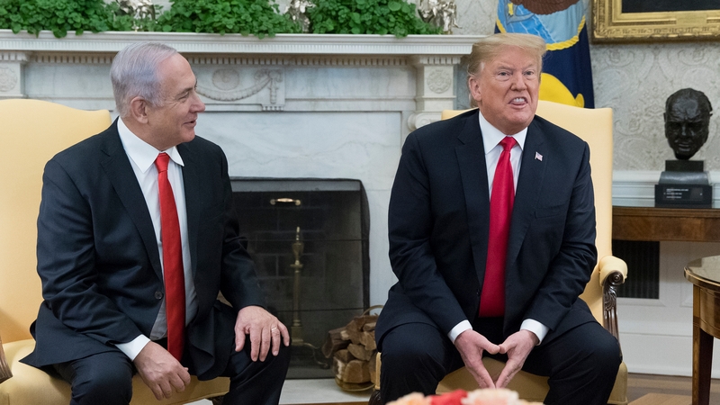 Donald Trump signed the order during visit by Benjamin Netanyahu