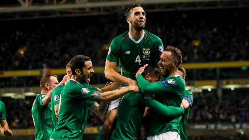 Shane Duffy hits the heights celebrating Hourihane's goal