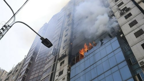Fire tore through the building in the city's commercial district