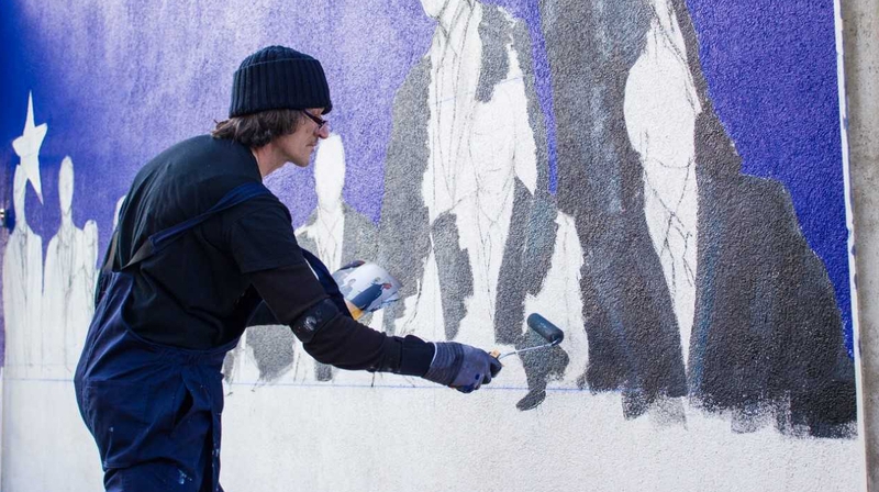 The mural has been painted by Kerry born artist Denis Buckley at the Mermaid County Wicklow Arts Centre (Pic Megan Robinson)