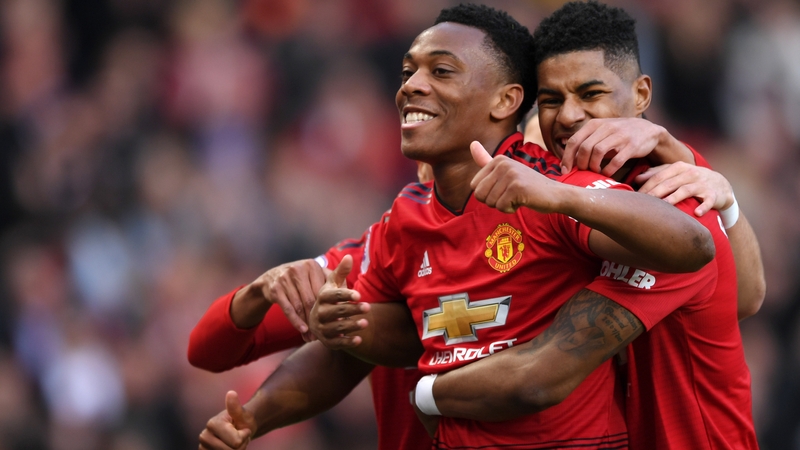 Anthony Martial celebrates his goal against Watford