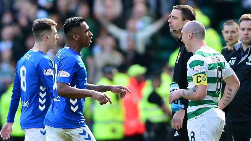Alfredo Morelos was sent off for elbowing Scott Brown