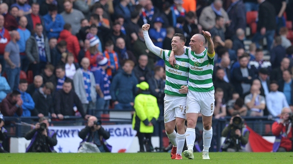 Callum McGregor, left, has backed team-mate and captain Scott Brown following a controversial Old Firm derby