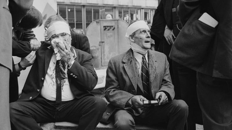 Victims of an IRA bomb in Belfast in 1973. Photo: David Cairns/Getty Images