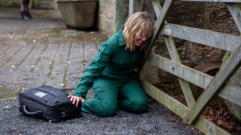 Rhona collapses at the stables