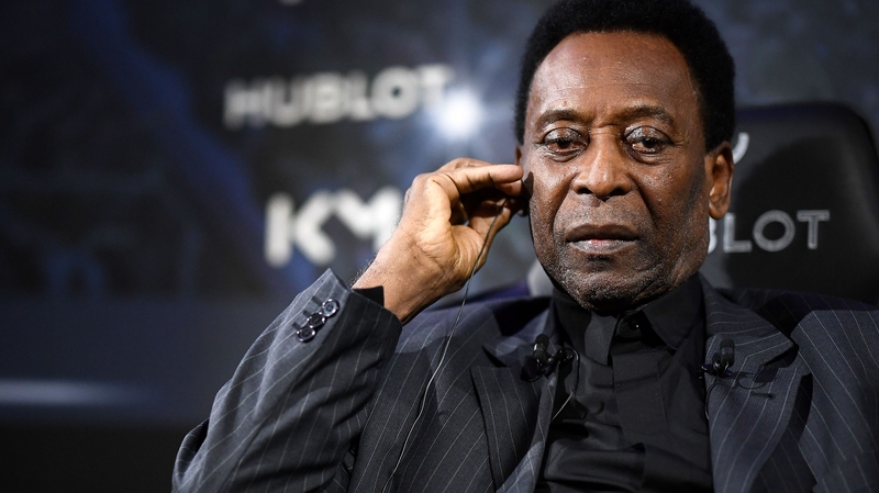 Pele pictured in Paris yesterday