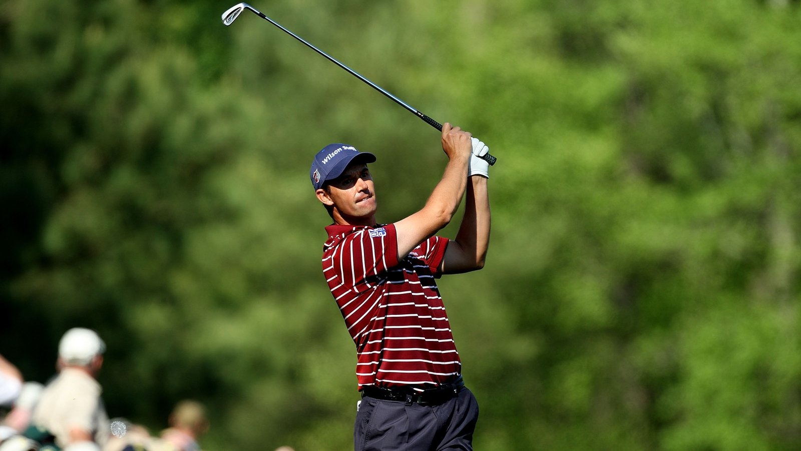 Padraig Harrington tees off at the 12th in the final round of the 2008 Masters