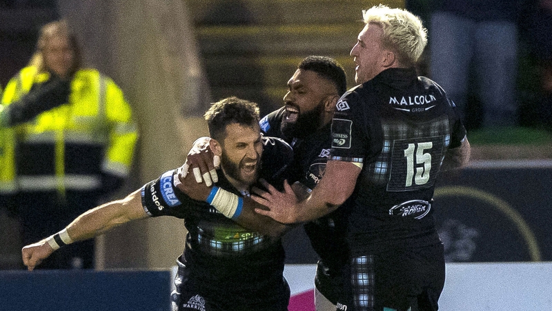Glasgow's Tommy Seymour celebrates his try