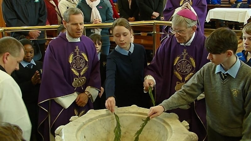 Fr Fintan Gavin (left) and Bishop John Buckley pictured this morning
