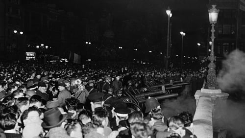 Crowds gather on Dublin's O'Connell Bridge on April 19th 1949 to celebrate Ireland becoming a republic. Photo: Getty Images