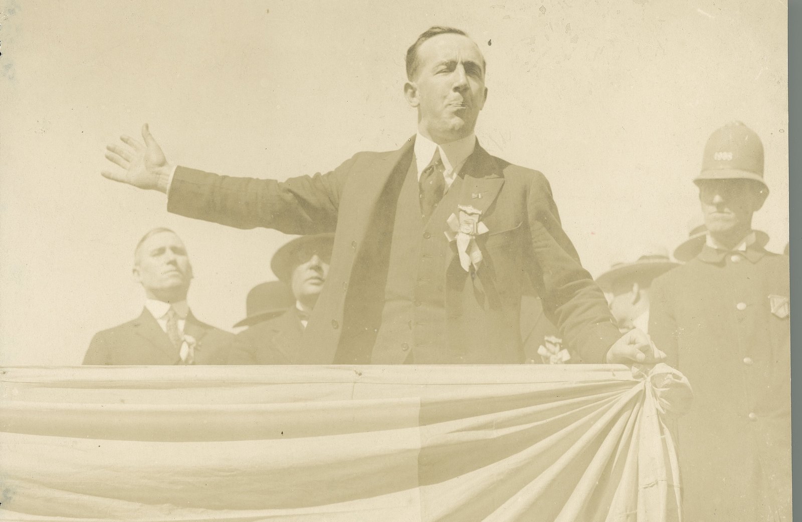 A speech by Harry Boland (seen here addressing a crowd in Boston in 1919) proved highly effective