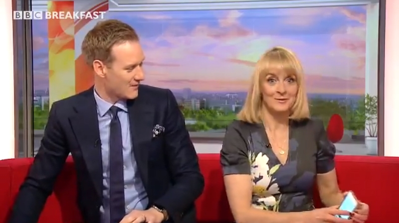 Louise Minchin live on air on Tuesday with Dan Walker Screengrabs: BBC Breakfast/ Twitter