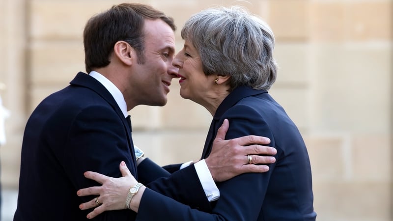 Emmanuel Macron welcomes Theresa May in Paris