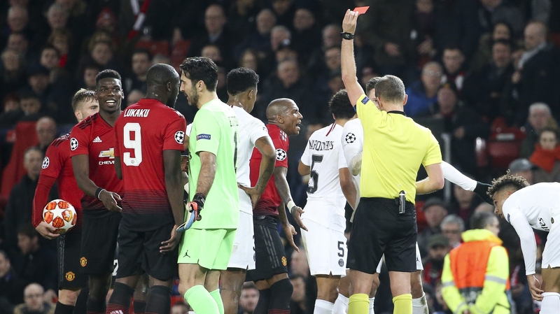 Pogba missed United's comeback win against PSG after being sent off in the first leg at Old Trafford