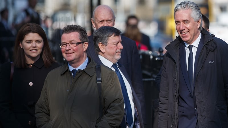 Rea Walshe, Cathal Dervan, Donal Conway and John Delaney arrive for the Oireachtas hearing