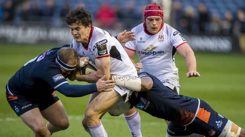Jacob Stockdale tackled by WP Nel and Bill Mata