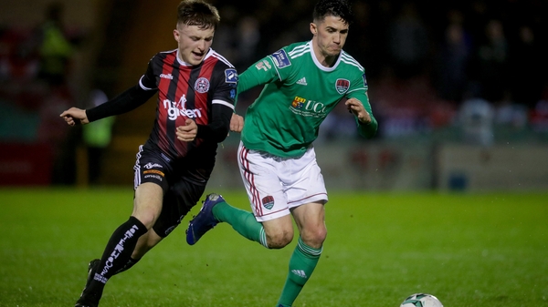 Bohemians defender Daniel Grant, left, claimed the only goal of the game at Ballybofey