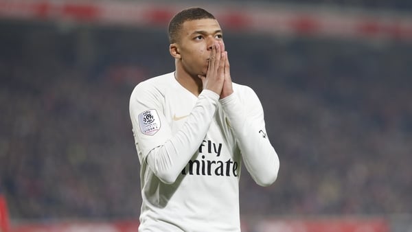 A despondent Kylian Mbappe during PSG's 5-1 loss in Lille