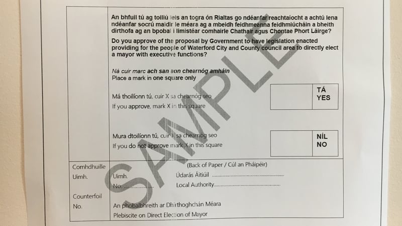 A sample copy of the ballot paper