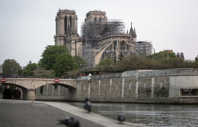 The Notre-Dame Cathedral in Paris this morning