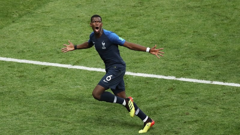Paul Pogba celebrates his goal in the World Cup final